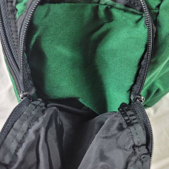 Made In The USA Green Nylon Travel Bag Multiple Compartments Adjustable Strap - Picture 5 of 6